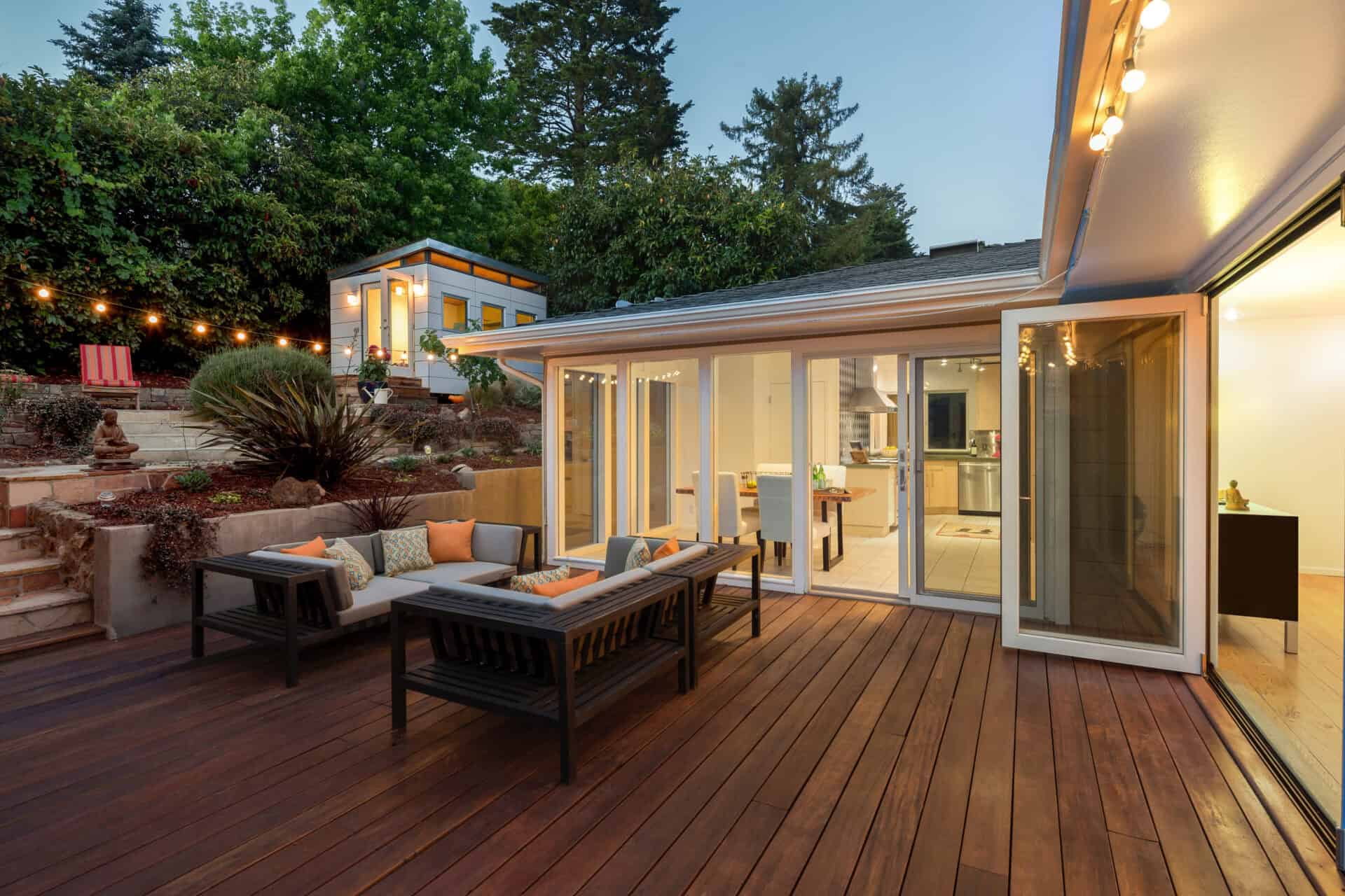 Timber decking installation creating an outdoor living space